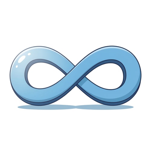 AI Design for Create a cartoonish decor icon of the infinity symbol that is simple with no advanced extra effects, just good coloring, but keep it cartoonish and not realistic,. Make it have good shading and light blue
