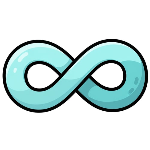 AI Design for Create a cartoonish decor icon of the infinity symbol that is simple with no advanced extra effects, just good coloring, but keep it cartoonish and not realistic,. Make it have good shading and soft cyan with a prominent black outline