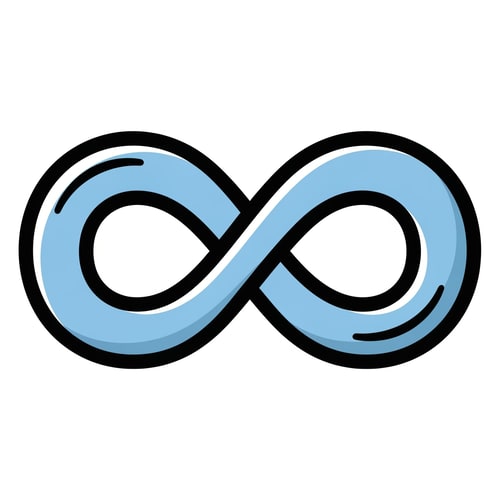 AI Design for Create a cartoonish decor icon of the infinity symbol that is simple with no advanced extra effects, just good coloring, but keep it cartoonish and not realistic,. Make it have good shading and light blue with a prominent black outline