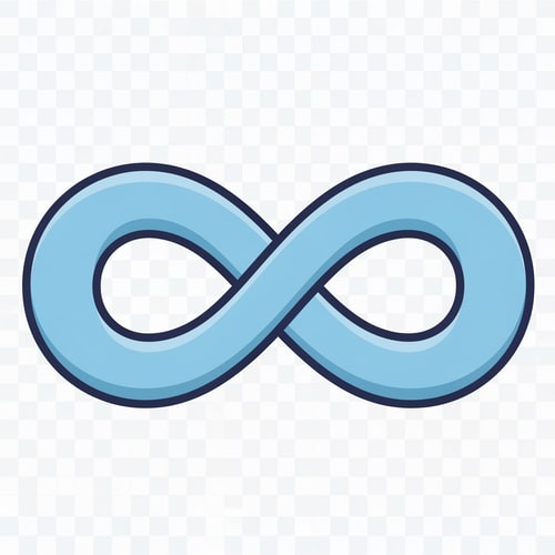 AI Design for create a cartoonish vecor icon of the infinity symbol thats simple with no advanced extra effects just good coloring but keep it cartoonish and not realistic make it light blue