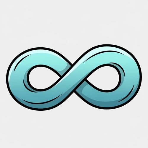 AI Design for Create a cartoonish decor icon of the infinity symbol that is simple with no advanced extra effects, just good coloring, but keep it cartoonish and not realistic,. Make it have good shading and soft cyan with a prominent black outline