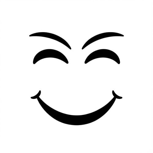 AI Design for make this face look happy whilst keeping the standard art style and changing absolutely nothing else. add/remove color if seen as necessary