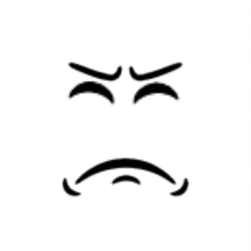 AI Design for make this face look upset whilst keeping the standard art style and changing absolutely nothing else