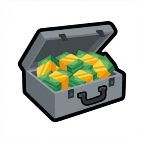 AI Design for put the money in a suitcase instead of a duffel bag DO NOT ALTER THE ART STYLE OF THE MONEY OR THE OVERALL STYLE