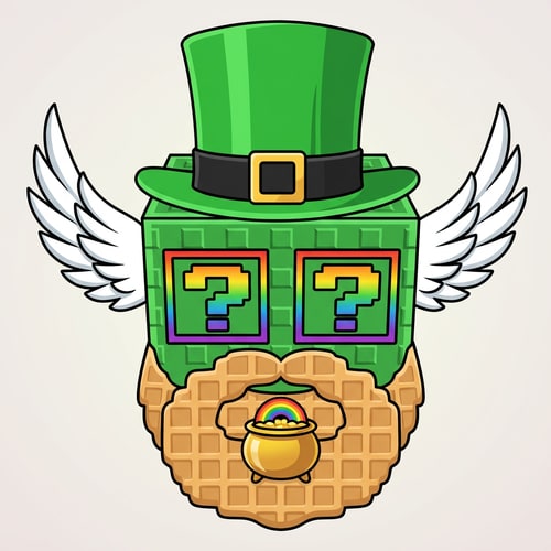 AI Design for replace this green lucky block with this leprechaun lucky block ensure the leprechaun lucky block has the same art style and facing the same direction as the green lucky block