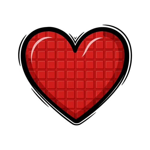 AI Design for make a videogame style vector heart icon with a black outline make it look hand drawn also give it a roblox stud texture