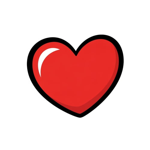 AI Design for create an comic style flat vector heart icon cartoonish with black outline