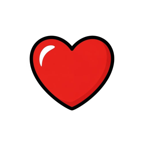 AI Design for create an comic style flat vector heart icon cartoonish with black outline