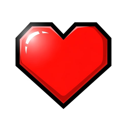AI Design for make a videogame style vector heart icon with a black outline