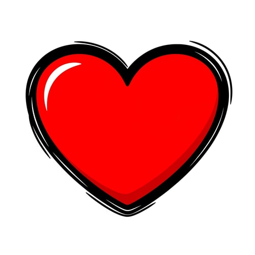 AI Design for A flat vector game asset of a red heart icon, bold thick black marker outline, hand-drawn scribble style but clean edges, bright vibrant colors, Roblox GUI aesthetic, playful, cartoonish, isolated on a plain white background, high quality, 2D