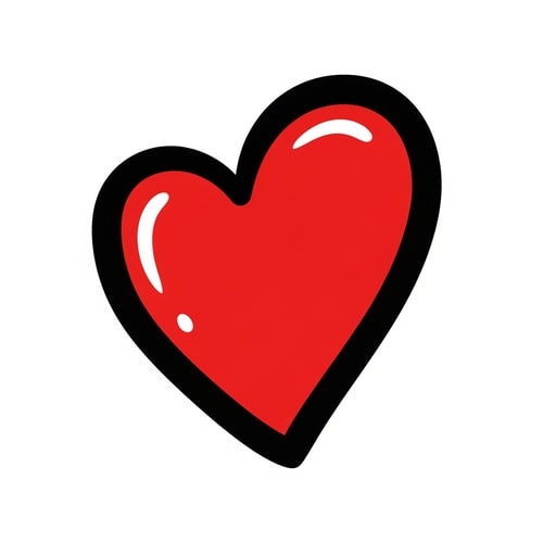 AI Design for create a cartoony vector heart with no background with a black outline