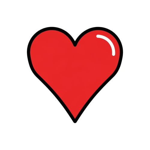 AI Design for create a flat vector heart icon cartoonish with black outline