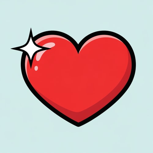 AI Design for create an anime style flat vector heart icon cartoonish with black outline