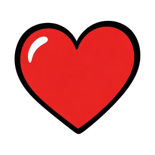 AI Design for create a flat vector heart icon cartoonish with black outline retro