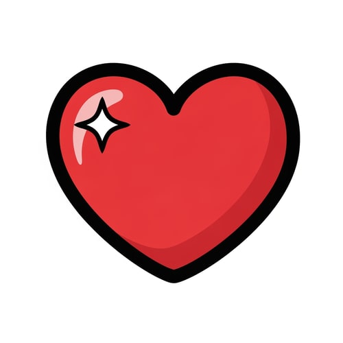 AI Design for create an anime style flat vector heart icon cartoonish with black outline