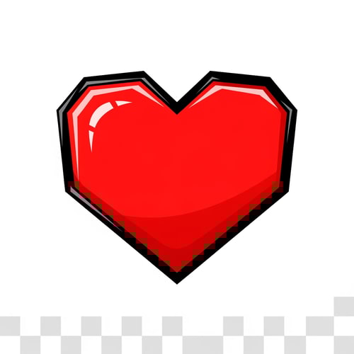 AI Design for make a videogame style vector heart icon with a black outline