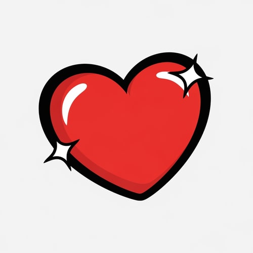 AI Design for create an comic style flat vector heart icon cartoonish with black outline