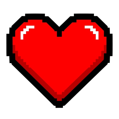AI Design for create an pixel art looking flat vector heart cartoonish with black outline