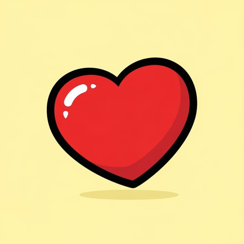 AI Design for create an anime style flat vector heart icon cartoonish with black outline