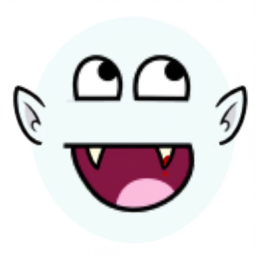 AI Design for make this face look a vampire style whilst keeping the standard art style and changing absolutely nothing else. add/remove color if seen as necessary