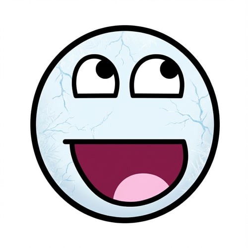 AI Design for Add subtle frostbite effects to the face only. Keep the exact same face shape, eyes, mouth, proportions, line thickness, and background. Do not move, resize, or redesign any elements. Only add minimal icy texture and light blue frost cracks on the cheeks and forehead. Slightly cool the face color tone. No glow, no extra shading, no new details, no background changes.