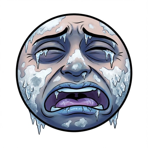 AI Design for make this face look like it has frostbite by altering the facial expression