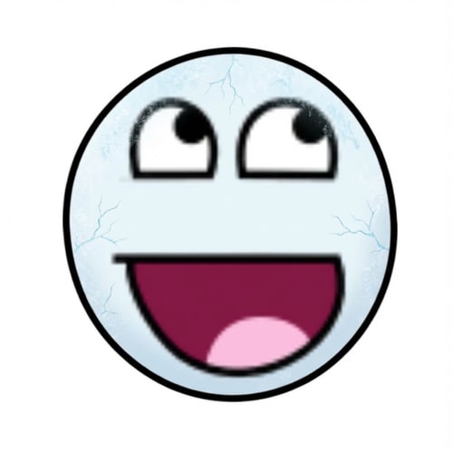 AI Design for Add subtle frostbite effects to the face only. Keep the exact same face shape, eyes, mouth, proportions, line thickness, and background. Do not move, resize, or redesign any elements. Only add minimal icy texture and light blue frost cracks on the cheeks and forehead. Slightly cool the face color tone. No glow, no extra shading, no new details, no background changes. DO NOT ADD A CIRCULAR BORDER