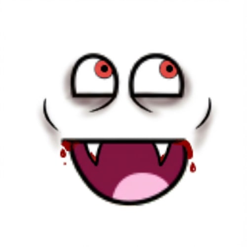AI Design for make this face look a vampire style whilst keeping the standard art style and changing absolutely nothing else. add/remove color if seen as necessary