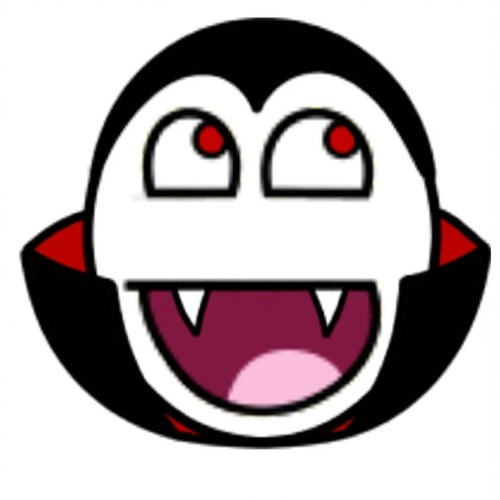 AI Design for make this face look a vampire style whilst keeping the standard art style and changing absolutely nothing else. add/remove color if seen as necessary