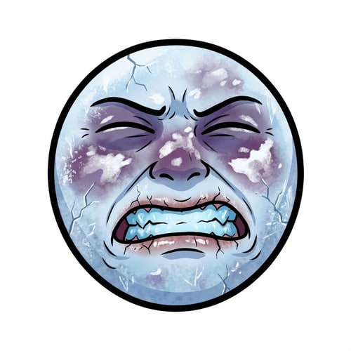 AI Design for make this face look like it has frostbite by altering the facial expression