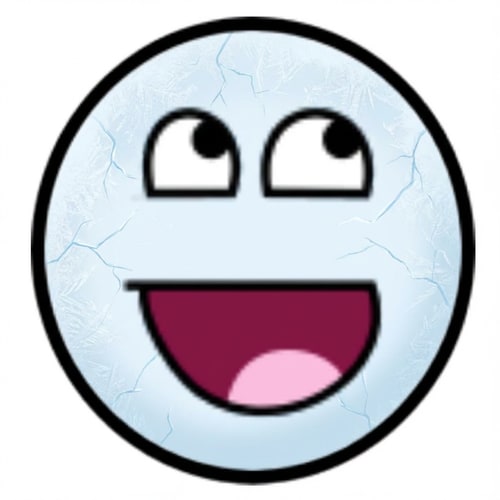 AI Design for Add subtle frostbite effects to the face only. Keep the exact same face shape, eyes, mouth, proportions, line thickness, and background. Do not move, resize, or redesign any elements. Only add minimal icy texture and light blue frost cracks on the cheeks and forehead. Slightly cool the face color tone. No glow, no extra shading, no new details, no background changes. DO NOT ADD A CIRCULAR BORDER