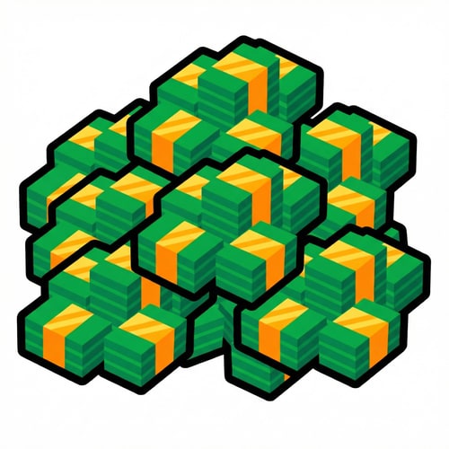 AI Design for make the BG white, add a couple more stacks of cash, DO NOT CHANGE THE ART STYLE OF THE CASH