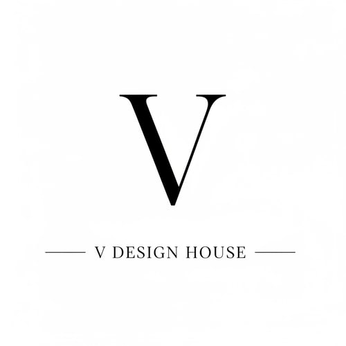 AI Design for Large stylish “V” as the main element
Below it:
V Design House
Thin spacing, minimal layout
Style
Luxury serif font
Clean, high-fashion look (like designer brands)