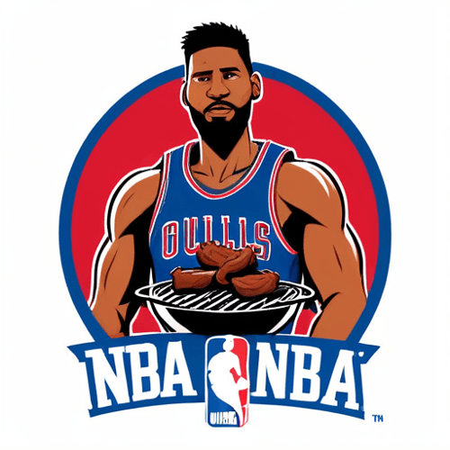 AI Design for An nba style logo of A man grilling