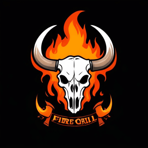 AI Design for Longhorn skull, fire, grill grate, 