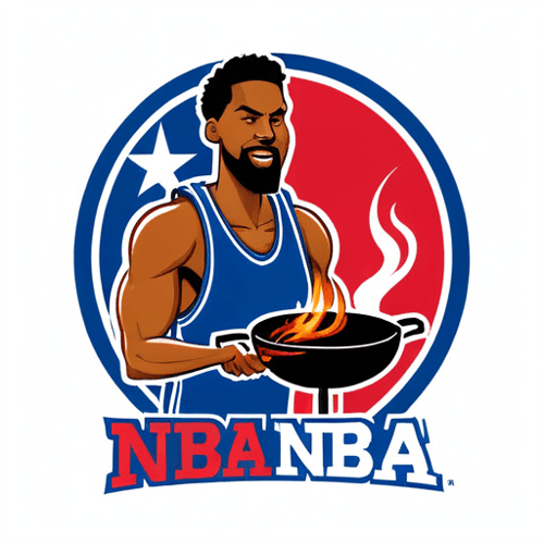 AI Design for An nba style logo of A man grilling