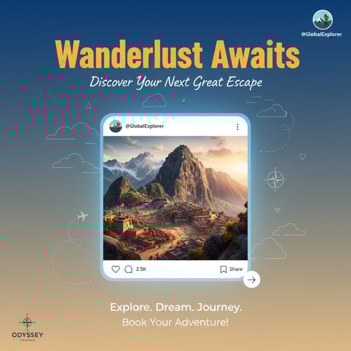 AI Design for You design me a creative social media traveling poster Design . Design my social media poster with beautiful headlines. I will give these designs to the client. So the designs have to be unique.