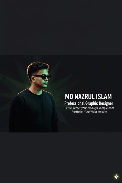 AI Design for Hello ai, my name is MD Nazrul Islam. I am a professional graphic designer. I want to make a Facebook cover design. So please give me good content to make a Facebook cover design and design it for me. And this cover will promote my ID. My Facebook cover size is 851 pixels*360 pixels