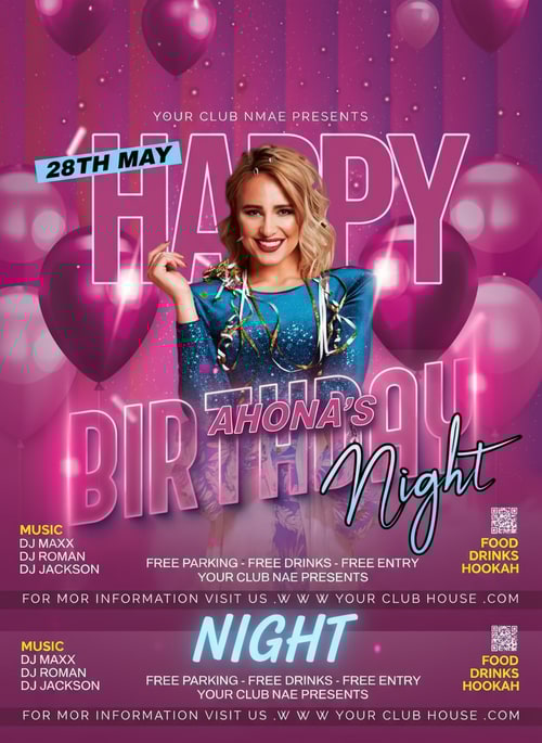 AI Design for I want to make a birthday poster. Her name is Ahona. I am giving her picture. You make me a beautiful birthday poster.