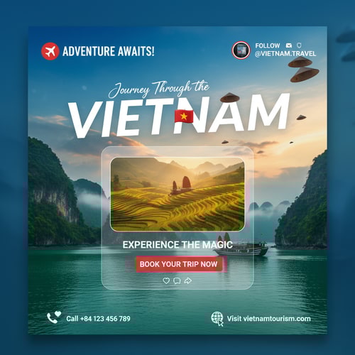 AI Design for You design me a creative social media traveling poster Design . Design my social media poster with beautiful headlines. I will give these designs to the client. So the designs have to be unique.