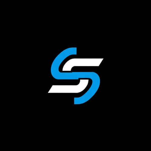 AI Design for Monogram icon for a minimalist tech company named "Syntech": A modern monogram icon merging "S" and "T" into a single, cohesive symbol with a bold, geometric "T" centered and a smooth, futuristic "S" wrapping around it, using negative space for clever readability. Electric blue, white, and black color palette. Flat vector style with subtle, integrated circuit-inspired details within the "S" shape. Designed for dark mode, appearing perfect on a black background with blue and white icon. Clean, scalable, professional, and suitable for a tech, software, or AI company.