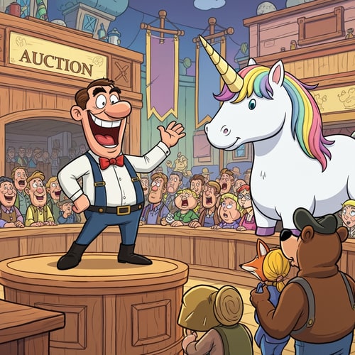 AI Design for design an auction image naything resmebling an auction cartoon image