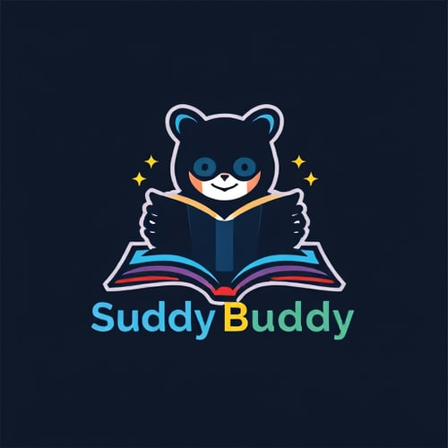 AI Design for logo studdyBuddy with human reading book , modern fuutistic looking
