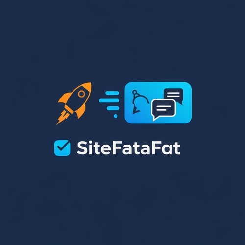 AI Design for Create a clean, modern logo for “SiteFataFat” — a platform that instantly builds websites from simple English prompts. The logo should feel fast, smart, and approachable. Use vibrant yet professional colors (like electric blue, orange, or teal). Include an icon that represents speed or simplicity — such as a lightning bolt, rocket, or chat bubble. The style should be minimal, tech-friendly, and suitable for both app and website use.