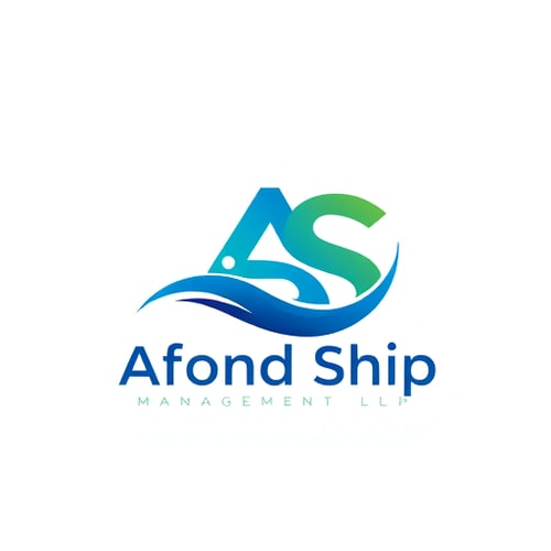 AI Design for "An abstract logo for 'Afond Ship Management LLP' that visually represents both the shipping industry and the act of recruitment. The design could feature dynamic, fluid lines that suggest both waves and a journey or career path. Integrate the letters 'A' and 'S' from the company name into the abstract shape. The color scheme should be vibrant blues and greens to represent the ocean and growth."