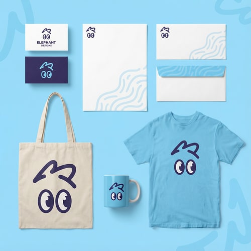 AI Design for I want to see this elephant logo developed into a more complete branding based on the attached examples" -- and you add the logo in the prompt bar or automatino workflow