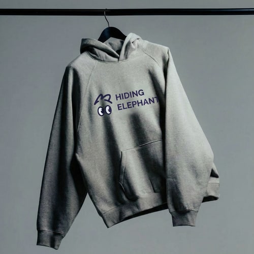 AI Design for Разработайте более полный брендинг для слона на кофте, основываясь на приложенных примерах.