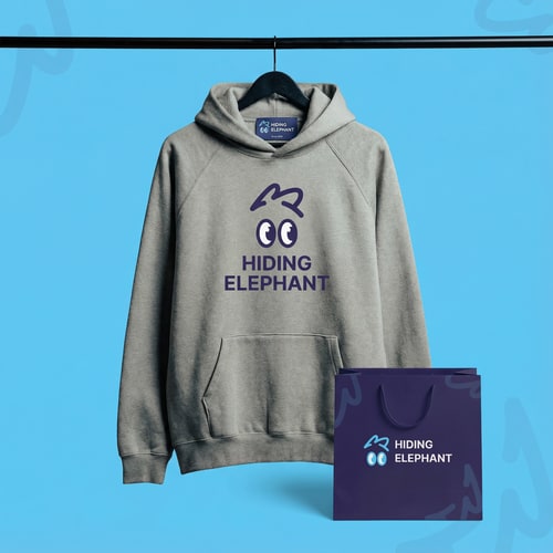 AI Design for Разработайте более полный брендинг для слона, основываясь на приложенных примерах.