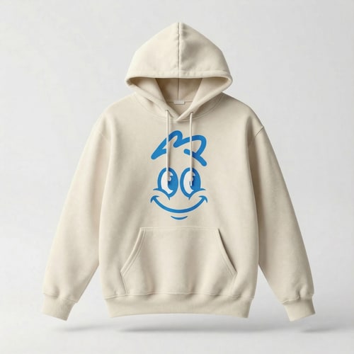 AI Design for помести весь брендинг с фото на это худи. Для демонстрации выделите также такие элементы, как улыбка, улыбка в глазах, волосы. Я хочу увидеть, как все эти мелкие элементы оживают в макете брендинга. Удалите не относящийся к делу текст.