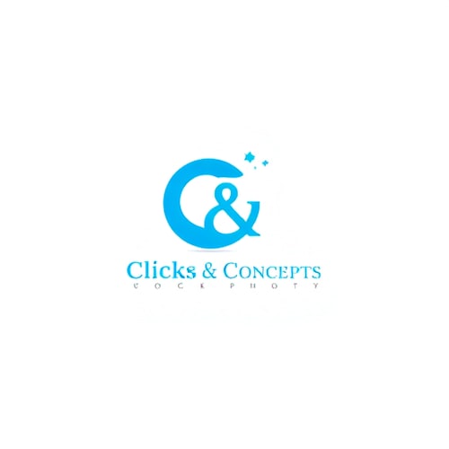 AI Design for Act as a highly experienced graphic designer with 25 years of expertise in creating logos for startups. Design a logo for 'Clicks & Concepts,' an event management company specializing in private birthdays, corporate events, and photoshoots. The logo should combine a Wordmark and logo mark highligting the Letters C, &, C to reflect the startup's dynamic identity. Use sky blue as the primary color, and suggest a complementary color combination that works well with it. Focus on a vibrant color palette that appeals to younger audiences. The design should balance playfulness with professionalism to resonate with both corporate and private clients.
